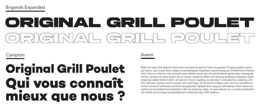 Typographies de la charte Original Grill Poulet